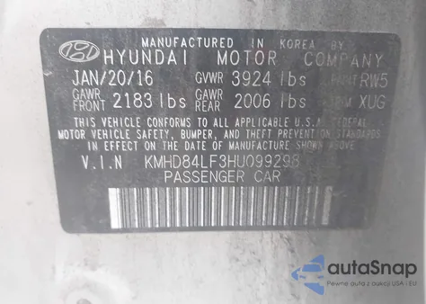 2017 Hyundai Elantra Se from USA, damaged, VIN KMHD84LF3HU099298